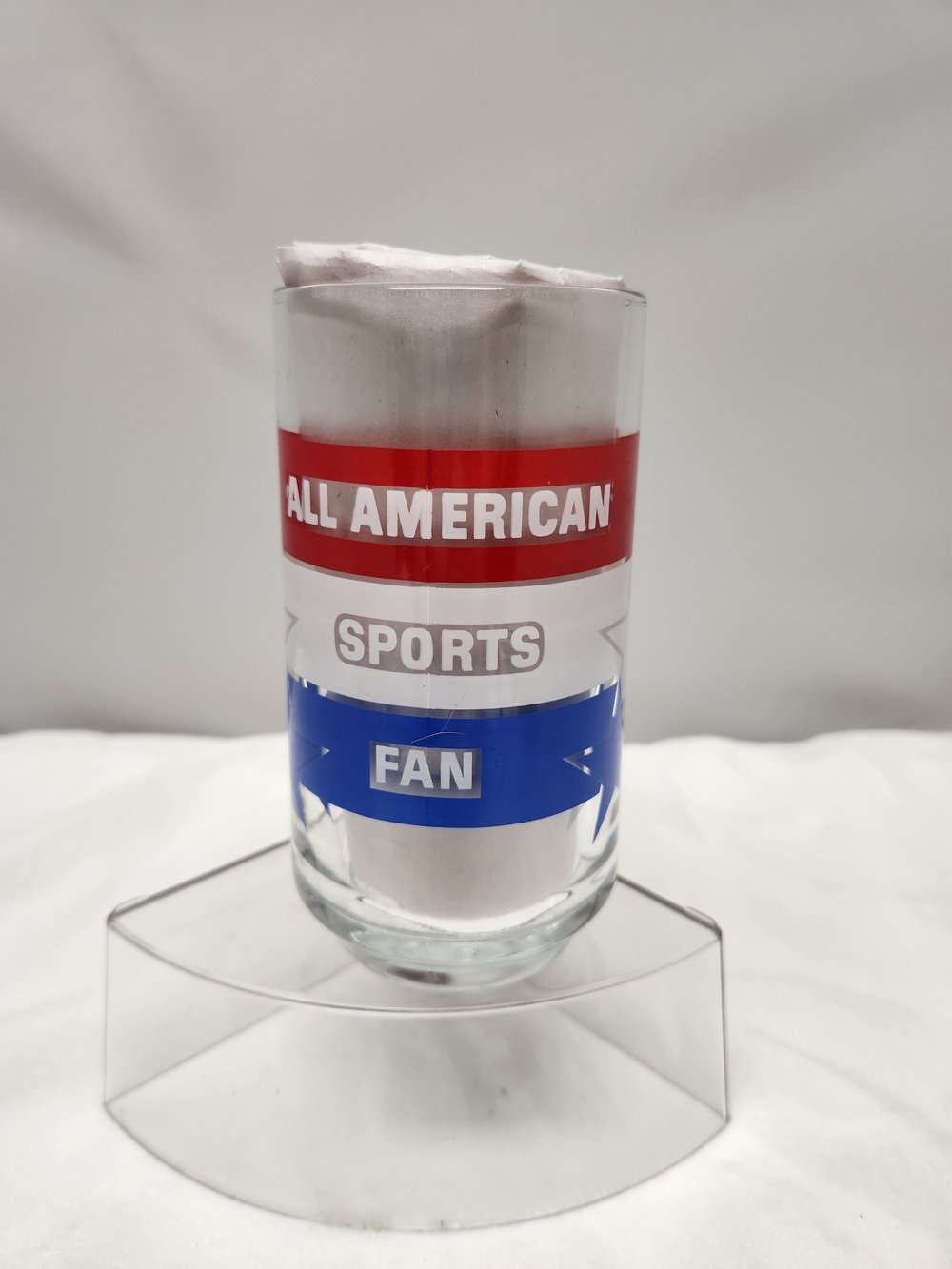 Avon All American Sports Fan Red White Blue Glass